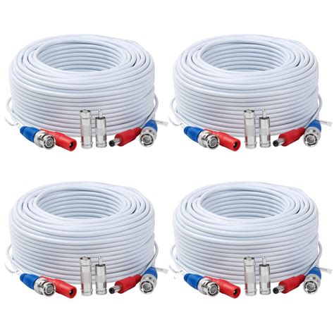 Buy 4 Pack 100 Ft Tainston BNC Video Power Cable BNC Extension Wire Pre ...