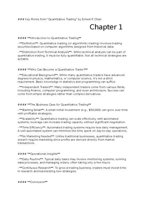 Key Points from - trading - ### Key Points from "Quantitative Trading ...