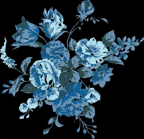 Download A Blue Flowers On A Black Background [100% Free] - FastPNG