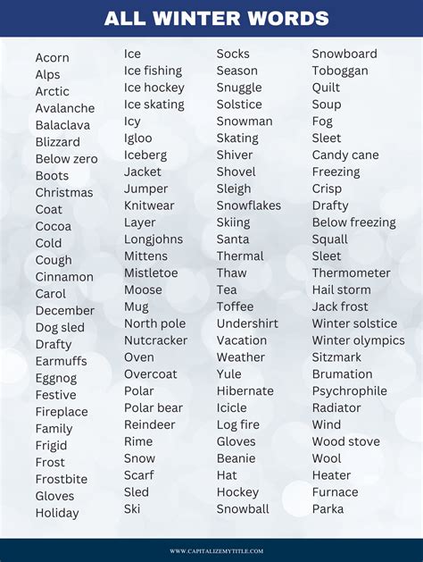 100+ Winter Words: Vocabulary Words for Winter - Capitalize My Title