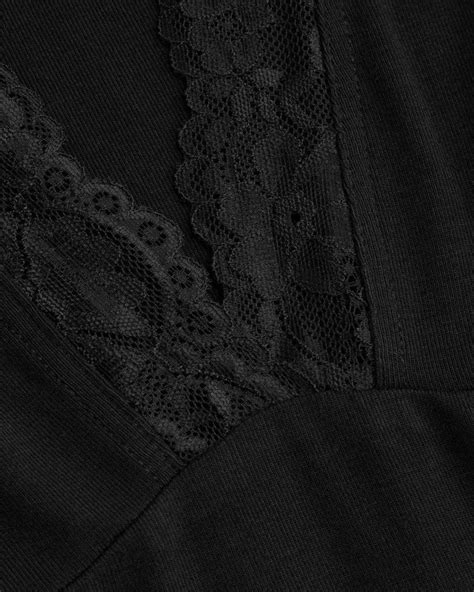 Solid V Neck Long Sleeve Lace Top - Littlebox India