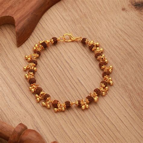 Gold Plated Elemental Rudraksha Bracelet For Women – Japam