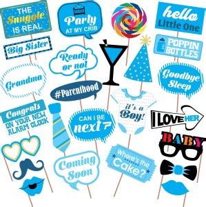 PartyDecoration Baby Shower Boy Photo Booth Props - 25 Pieces - Baby ...