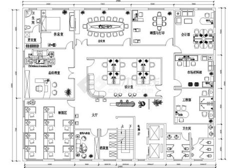 600平方现代简约风格办公室装修设计案例效果图_岚禾办公空间设计