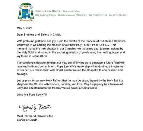 Pope Leo XIV | Diocese of Duluth | Duluth, MN