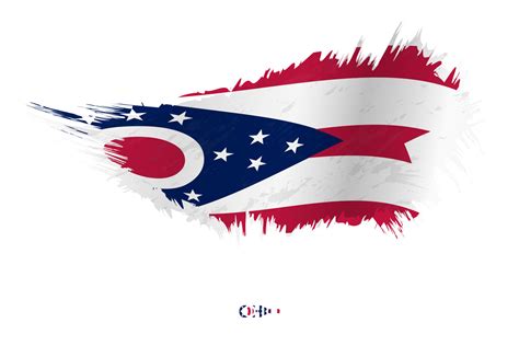 Flag of Ohio state in grunge style with waving effect. 13402728 Vector ...