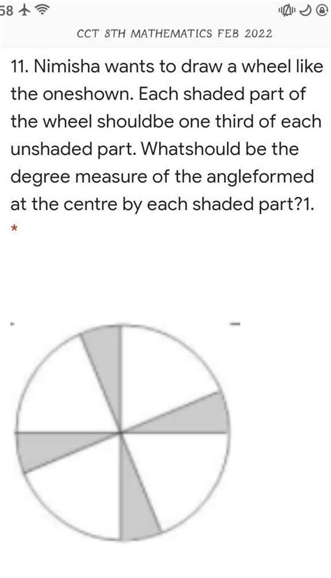 Nimisha wants to draw a wheel like the oneshown. Each shaded part of ...