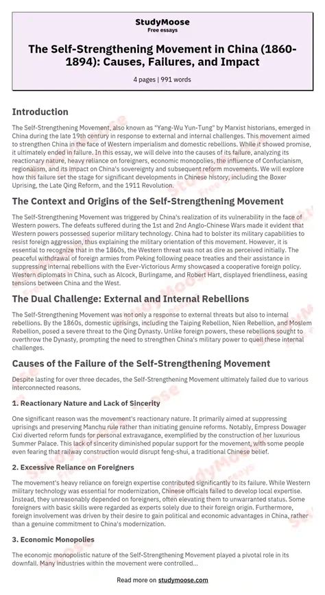 The Self-Strengthening Movement in China (1860-1894): Causes, Failures ...