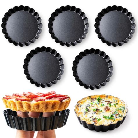 FIDZ PAN 4” Mini Tart Pans Removable Bottom- Carbon Steel Quiche Pan ...