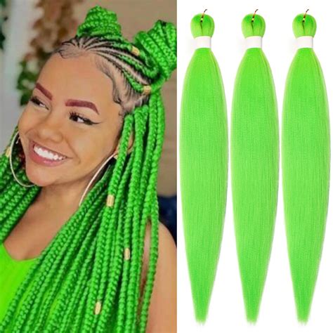 Buy Neon Green Pre stretched Braiding Hair, 26 Inches Kanekalon Box ...