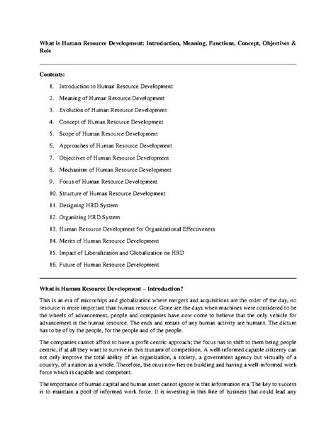 MCom Applied 28 - Human Resource Development Project Overview - Studocu