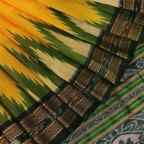 Yellow Ikkat Khandua Silk Saree | A970604520 – Priyadarshini Handloom