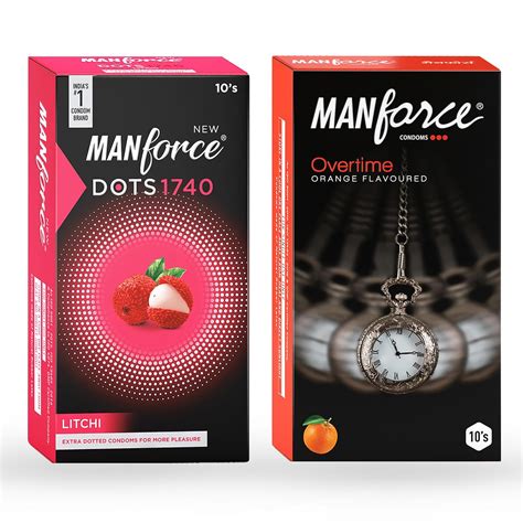 Buy Manforce Overtime Orange & Litchi Flavoured Condoms for Men| 20 ...