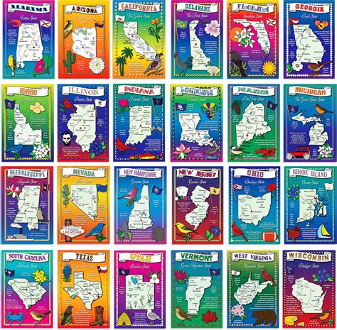 U.S. State Map Postcard Set. 50 modern post card India | Ubuy