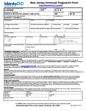 Fillable Online njsp Universal Form for Private Detective Agency ...