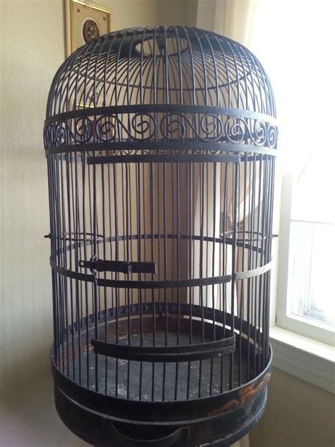 Wrought Iron Bird Cage - Metal BIRD HOUSE - Vintage Bird Stand - Large ...