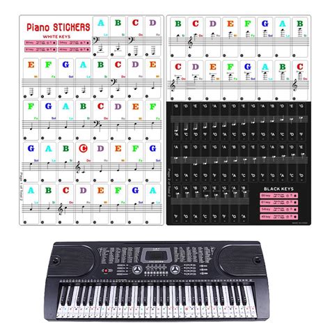 Piano Keyboard Notes Stickers for 49/61/54/88 Key Keyboards, Removable ...
