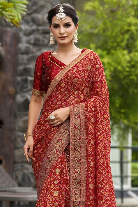 Buy Red Georgette Saree 30683 Online | Karagiri