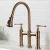 Kraus Allyn Brushed Gold Double Handle Bridge Kitchen Faucet with ...