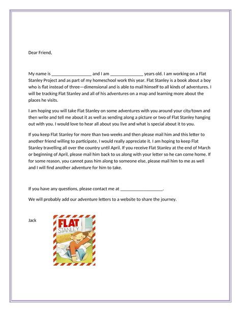 Flat Stanley Journal Template