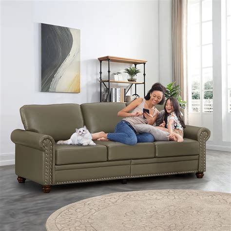 JEEOHEY Faux Leather Sofa,82 W Mid Century Modern Couch India | Ubuy