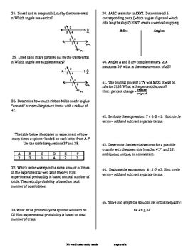 7th Grade Math Study Guide 的图像结果
