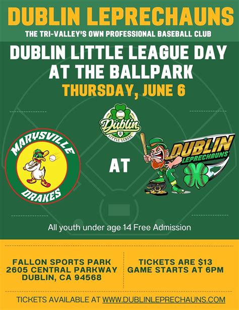 Dublin Little League Day At The Ballpark - Dublin Leprechauns, Fallon ...
