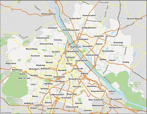 Map of Vienna, Austria - GIS Geography