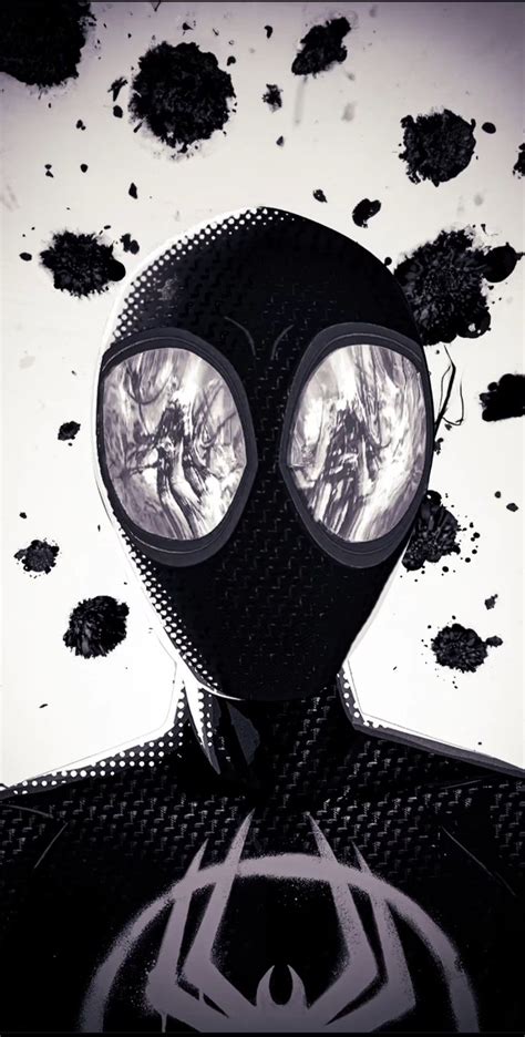 Miles morales black and white portrait from spiderman across the spider verse wallpaper – Artofit