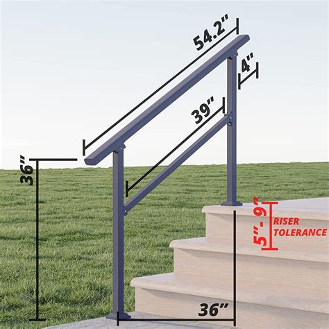 Buy CHR 4 Steps Outdoor Hand Rails for Steps, Black Wrought Iron ...