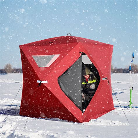 Winter Fishing Gear Pop-Up Ice Fishing Tent - 420D Insulated Hexagon ...