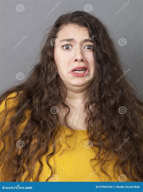 Frightened Young Woman Having Phobia Stock Photo - Image of obesity ...