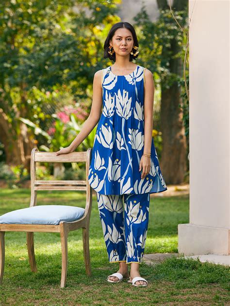 Yellow Printed Cotton Co-ord Set- Set of 2