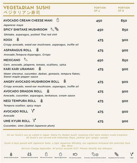 Menu at Koox, Chennai