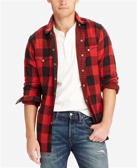 Polo Ralph Lauren Men's Iconic Flannel Shirt in Red / Black (Red) for ...