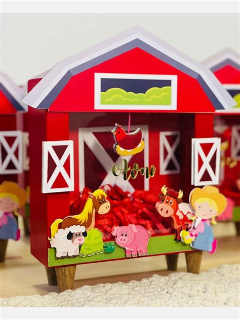 Barnyard Piggy Bank with Cowgirl (Red) - Little Surprise Box
