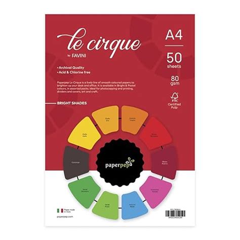 Paper Pep Le Cirque Colour Sheets 80GSM A4 Bright Shades Assorted Pack ...