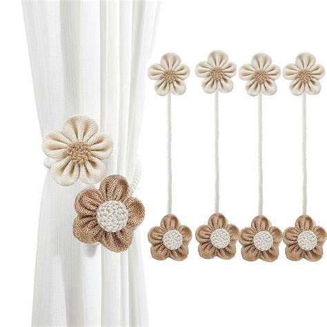 JAZLOG Catchy Rope White & (Set of Brown Holders Holdback 2) Curtains ...