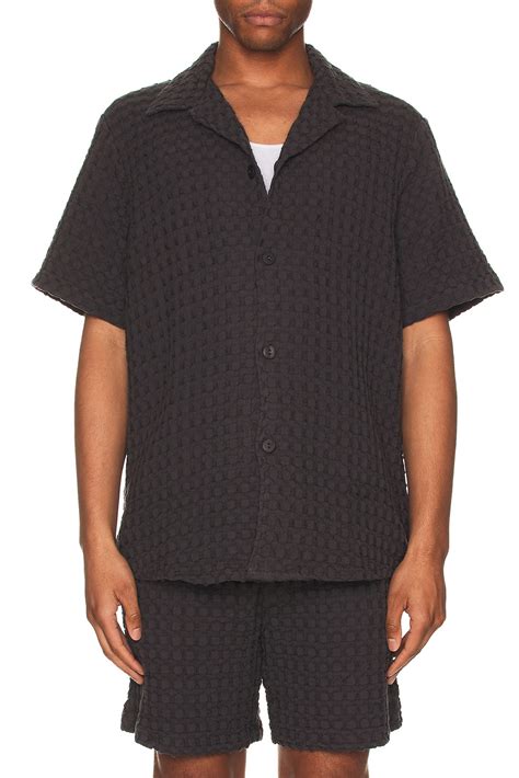 OAS Nearly Black Cuba Waffle Shirt in Nearly Black | REVOLVE