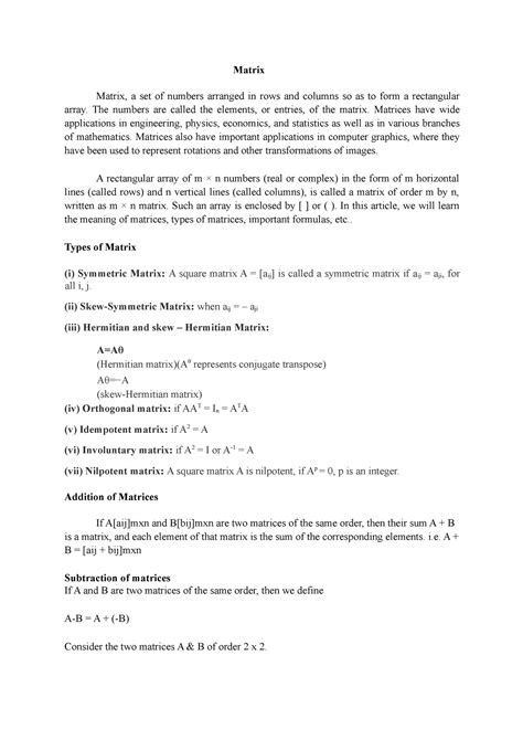 Matrix - Its a lecture note - Matrix Matrix, a set of numbers arranged ...