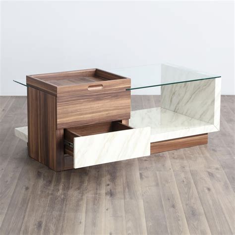 Buy Antonio Glass Top Coffee Table - Brown and White from Home Centre ...