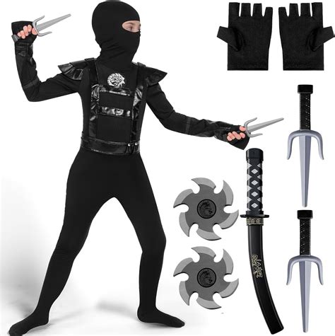 Amazon.com: Spooktacular Creations Boys Ninja Costume, Deluxe Black ...