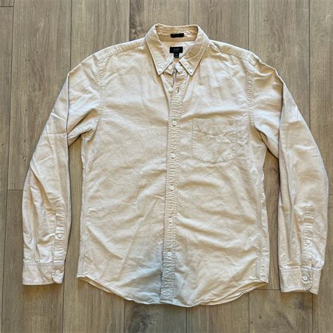 J Crew Oxford Beige Size medium Slim fit In great... - Depop