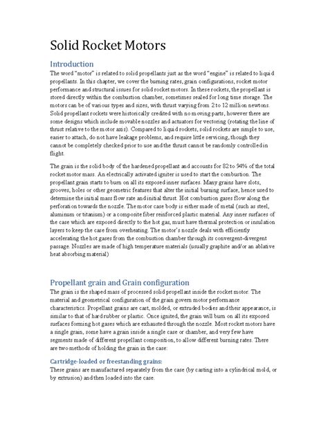 Solid rocket motors - grain - Solid Rocket Motors Introduction The word ...