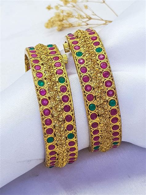 Buy gold plated artificial jewellery fancy bangles online - Griiham