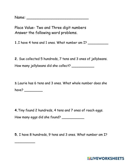 Number and Place Value Addition Word Problems 的图像结果
