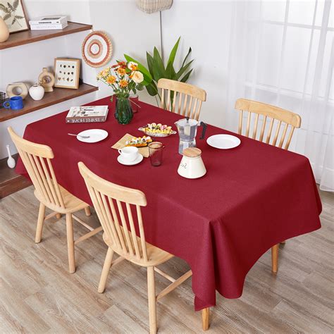 Deconovo Dark Red Tablecloth 54x102 inch, Rectangle Waterproof ...