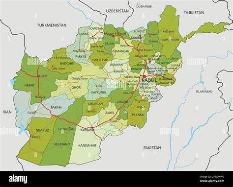 Highly detailed editable political map with separated layers. Afghanistan Stock Vector Image ...
