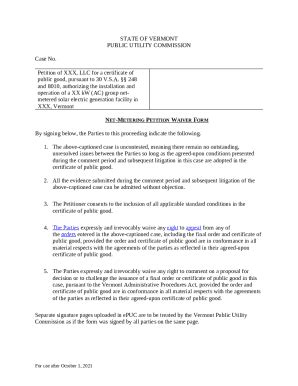nmp-waiver- - Vermont Public Utility Commission Doc Template | pdfFiller