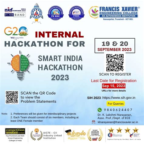 Smart India Hackathon 2023 | News & Events | Francis Xavier Engineering ...